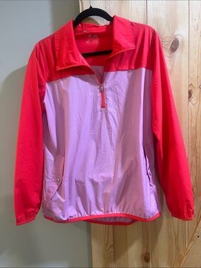 adidas Two-Tone Pink and Red Half-Zip Pullover lightweight size xl